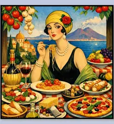 Illustration Art déco — La Dolce Vita au Tri‑Marrants